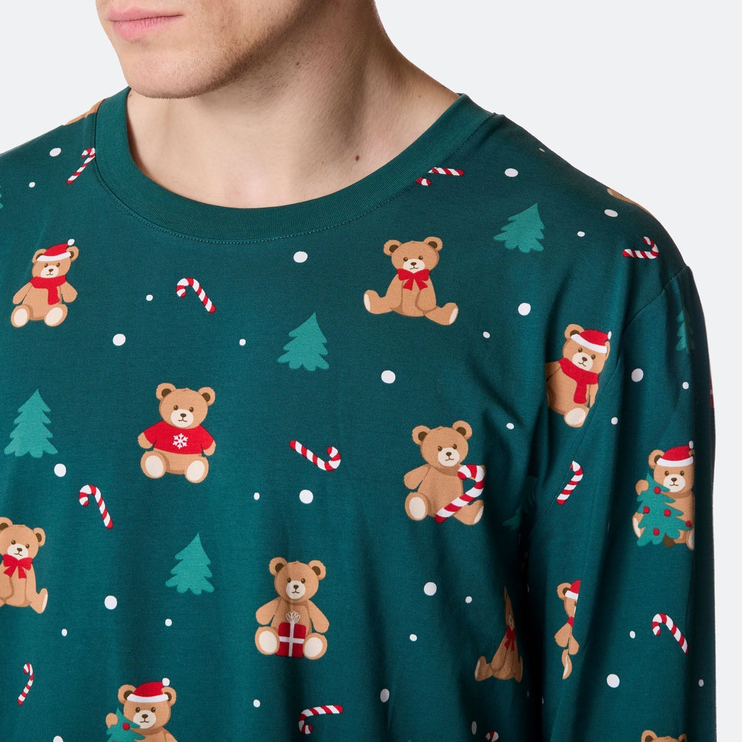 Teddybjörn Grön Julpyjamas Herr