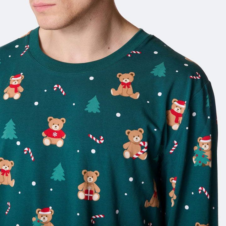 Teddybjörn Grön Julpyjamas Herr