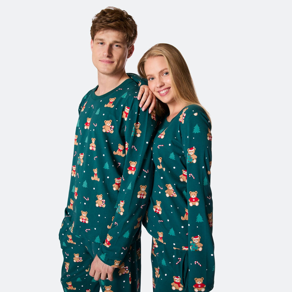 Teddybjörn Grön Julpyjamas Herr