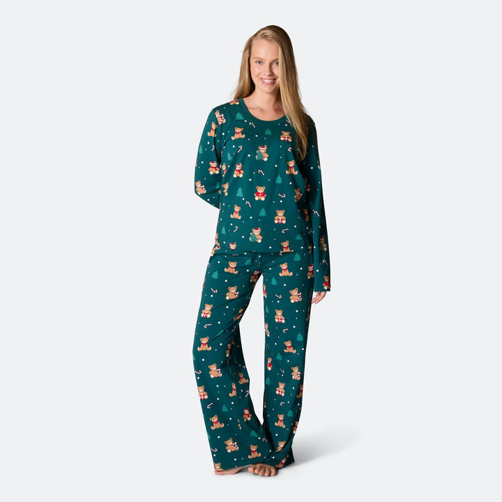 Teddybjörn Grön Julpyjamas Dam