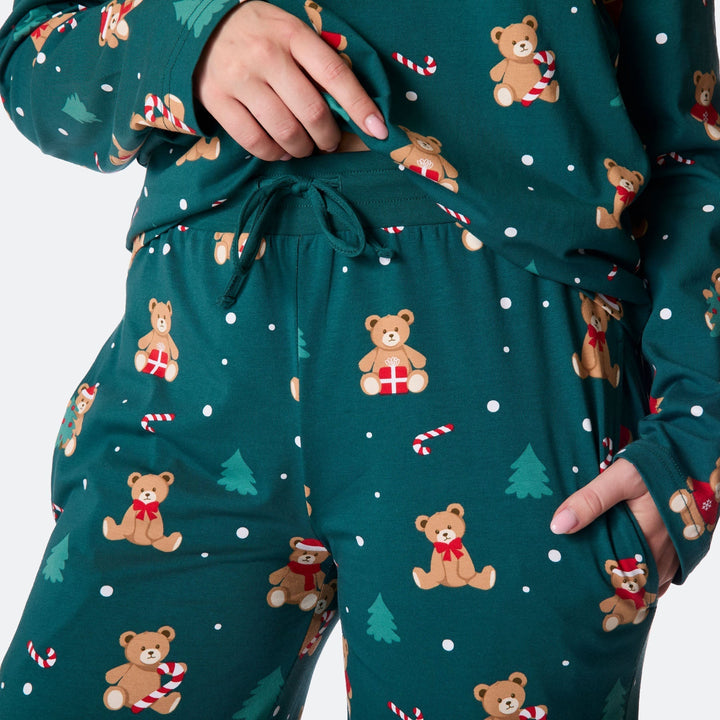 Teddybjörn Grön Julpyjamas Dam