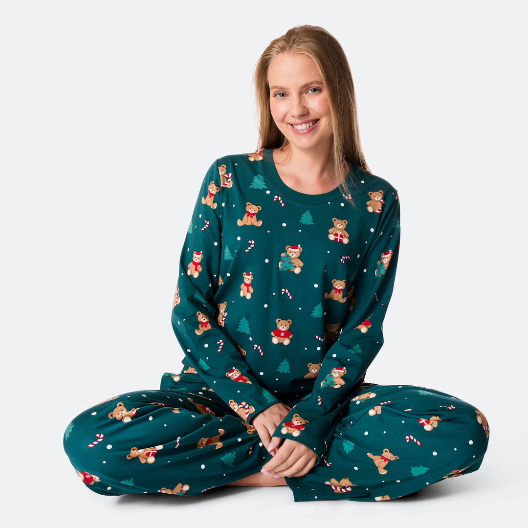 Teddybjörn Grön Julpyjamas Dam