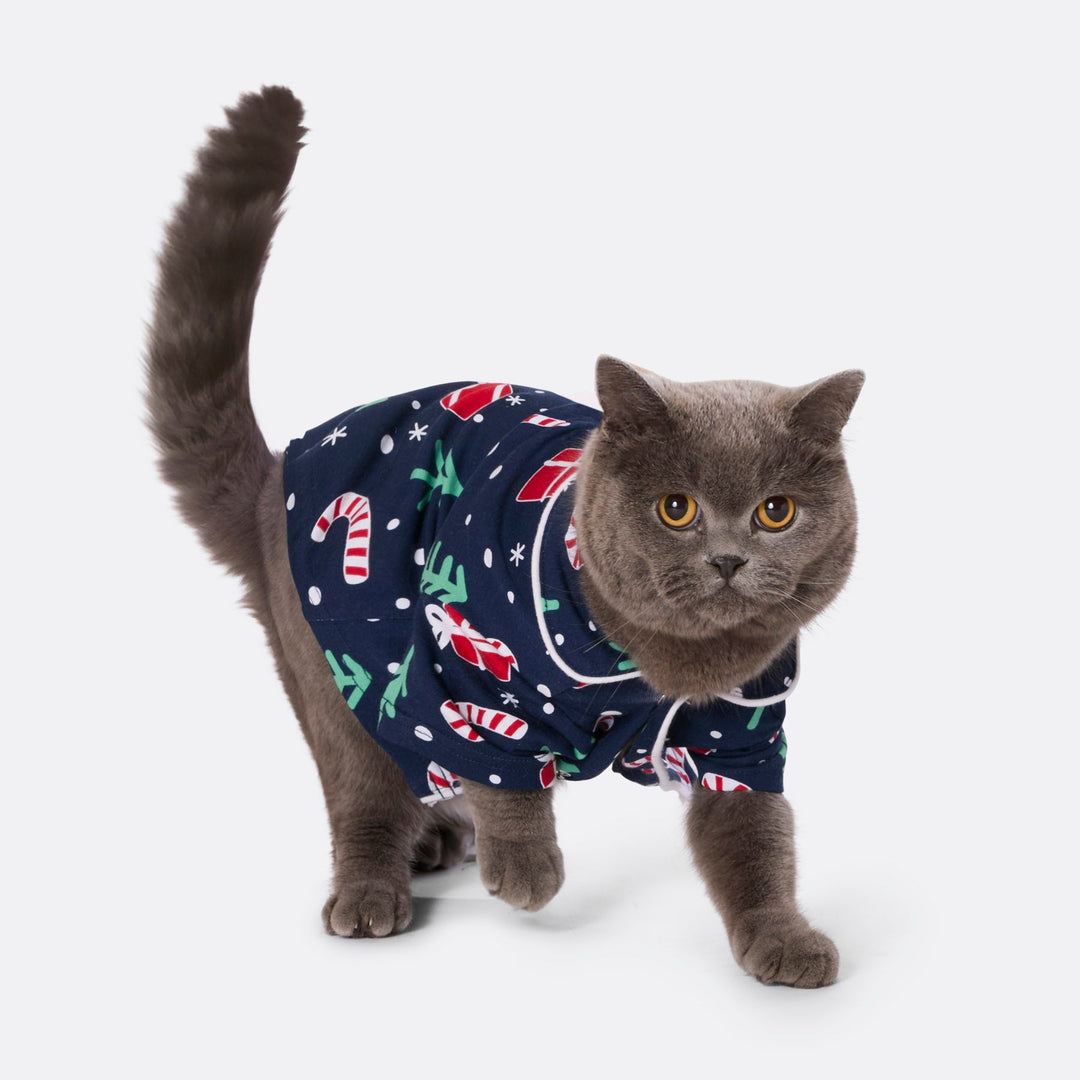 Julmönster Blå Julpyjamas Familj