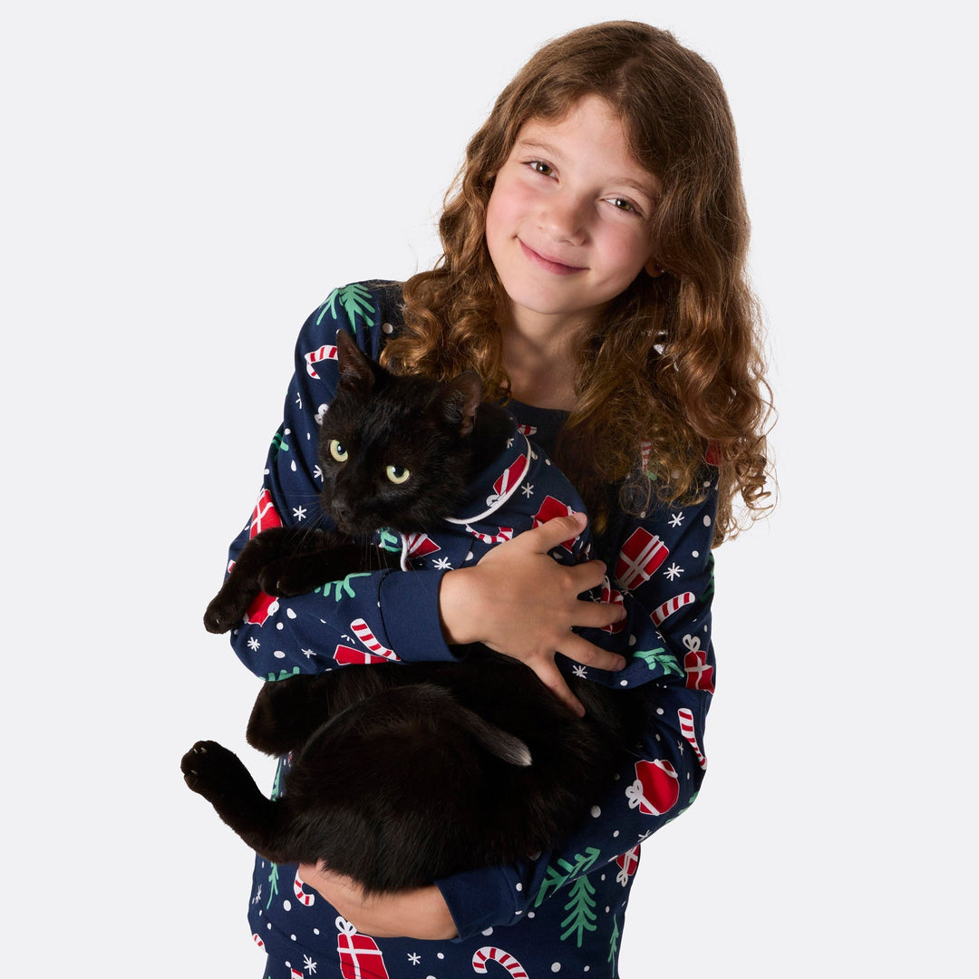 Julmönster Blå Julpyjamas Familj