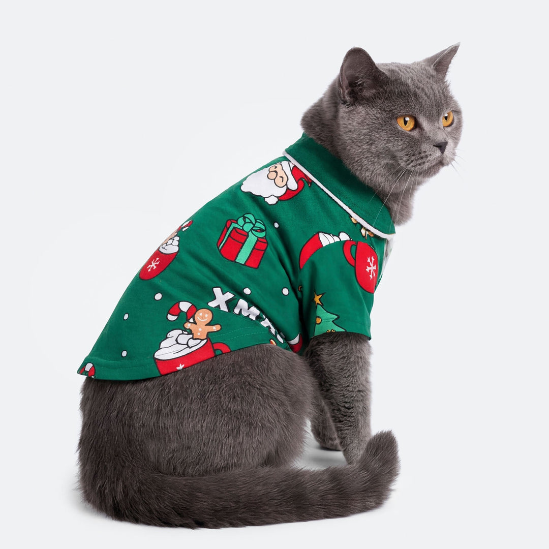 Xmas Grön Julpyjamas Till Katt