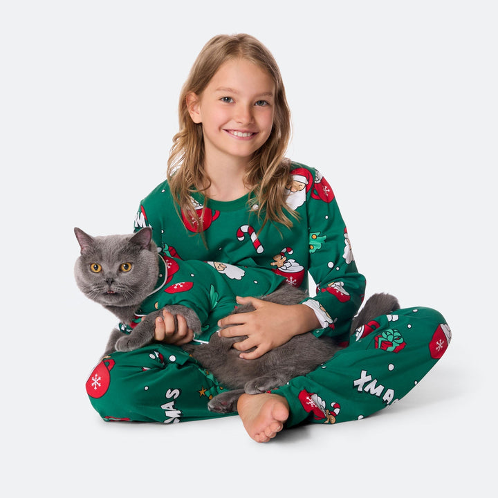 Xmas Grön Julpyjamas Till Katt