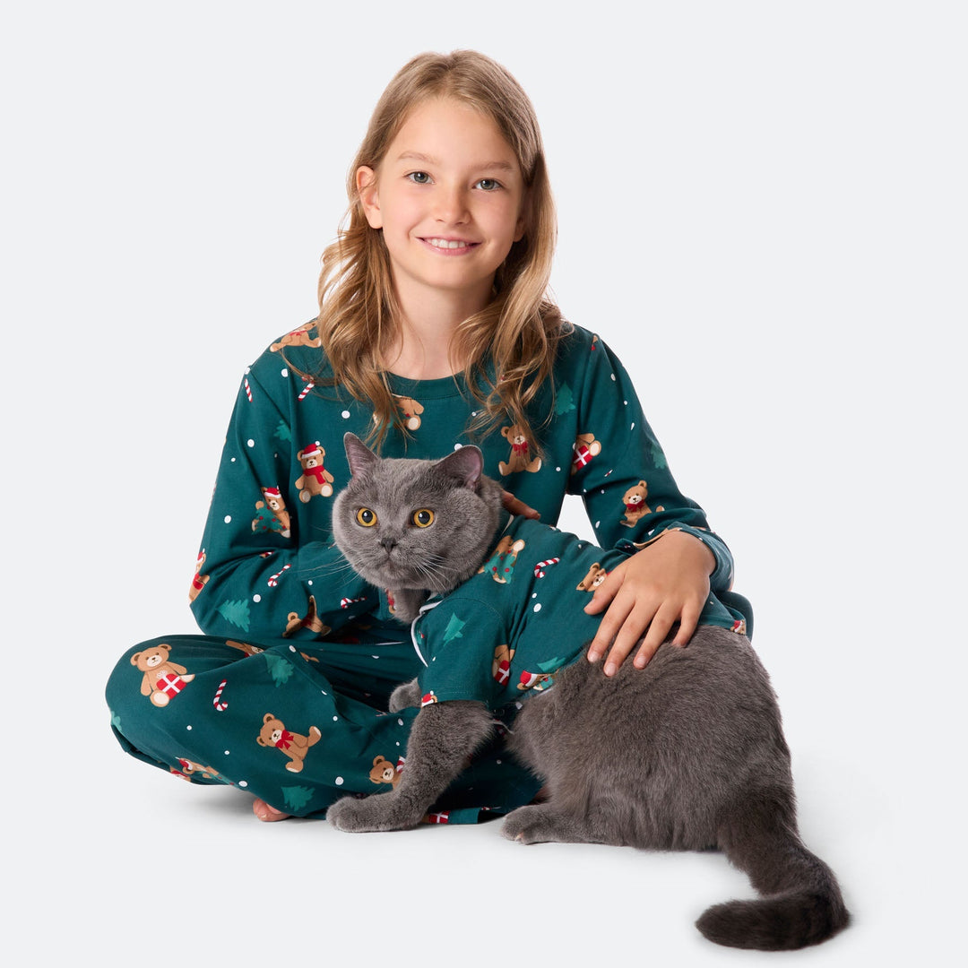 Teddybjörn Grön Julpyjamas Barn