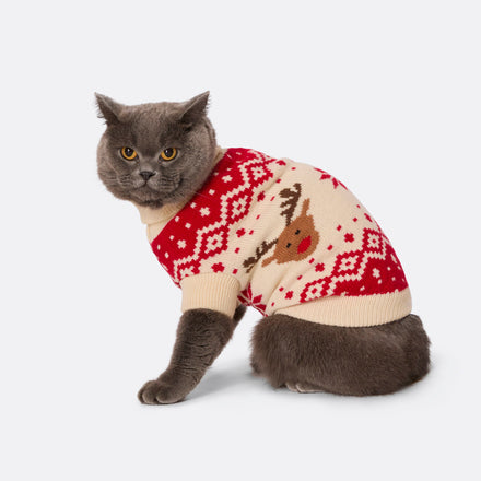 Retro Ren Röd Jultröja Till Katt