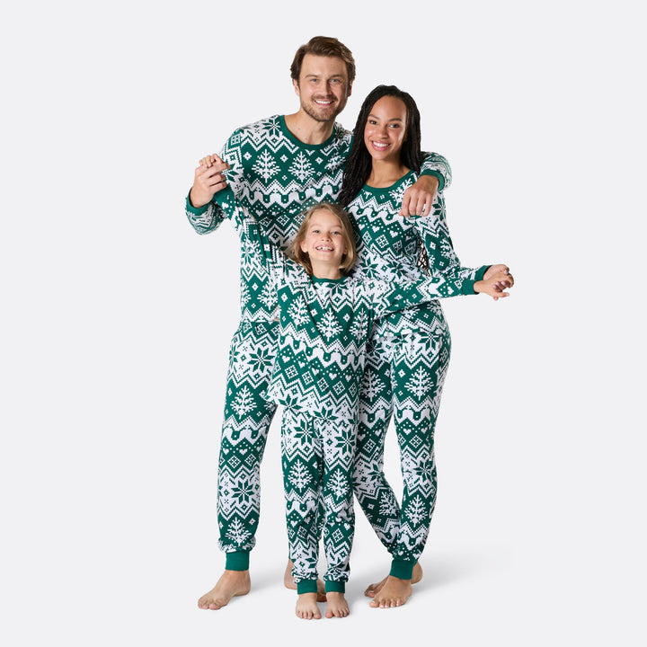 Julstickad Grön Julpyjamas Barn