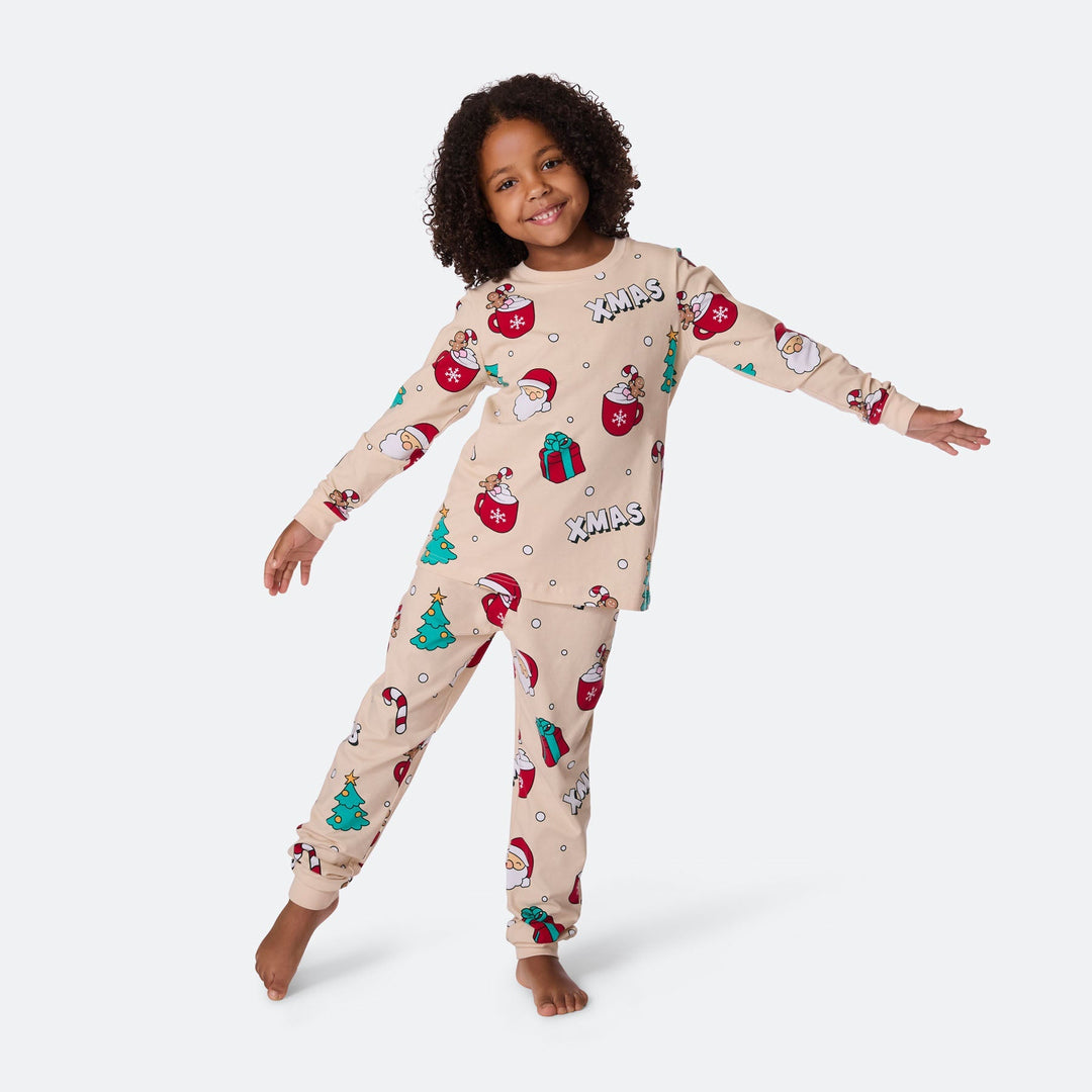 Xmas Beige Julpyjamas Barn