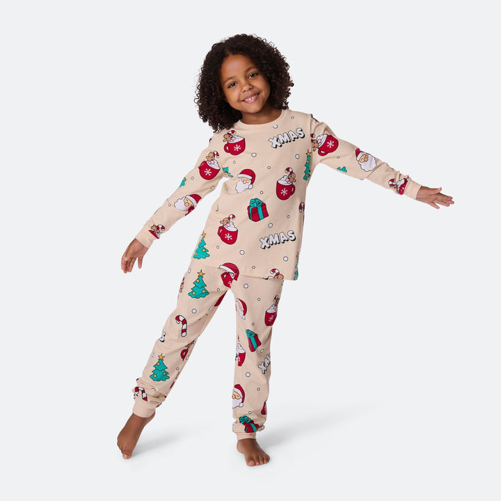 Xmas Beige Julpyjamas Barn