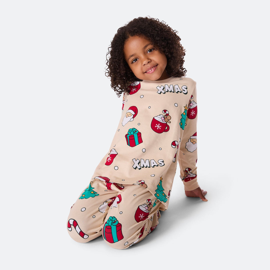 Xmas Beige Julpyjamas Barn