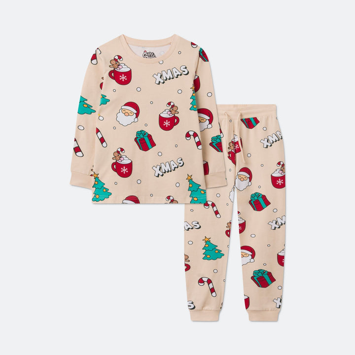 Xmas Beige Julpyjamas Barn