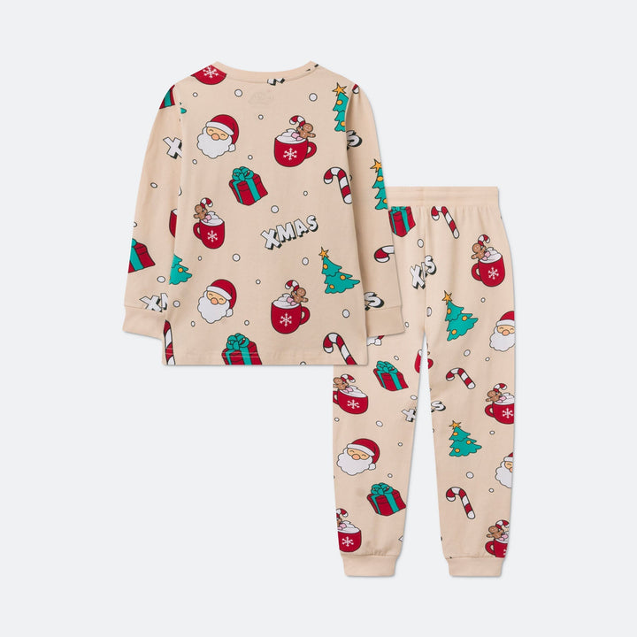 Xmas Beige Julpyjamas Barn