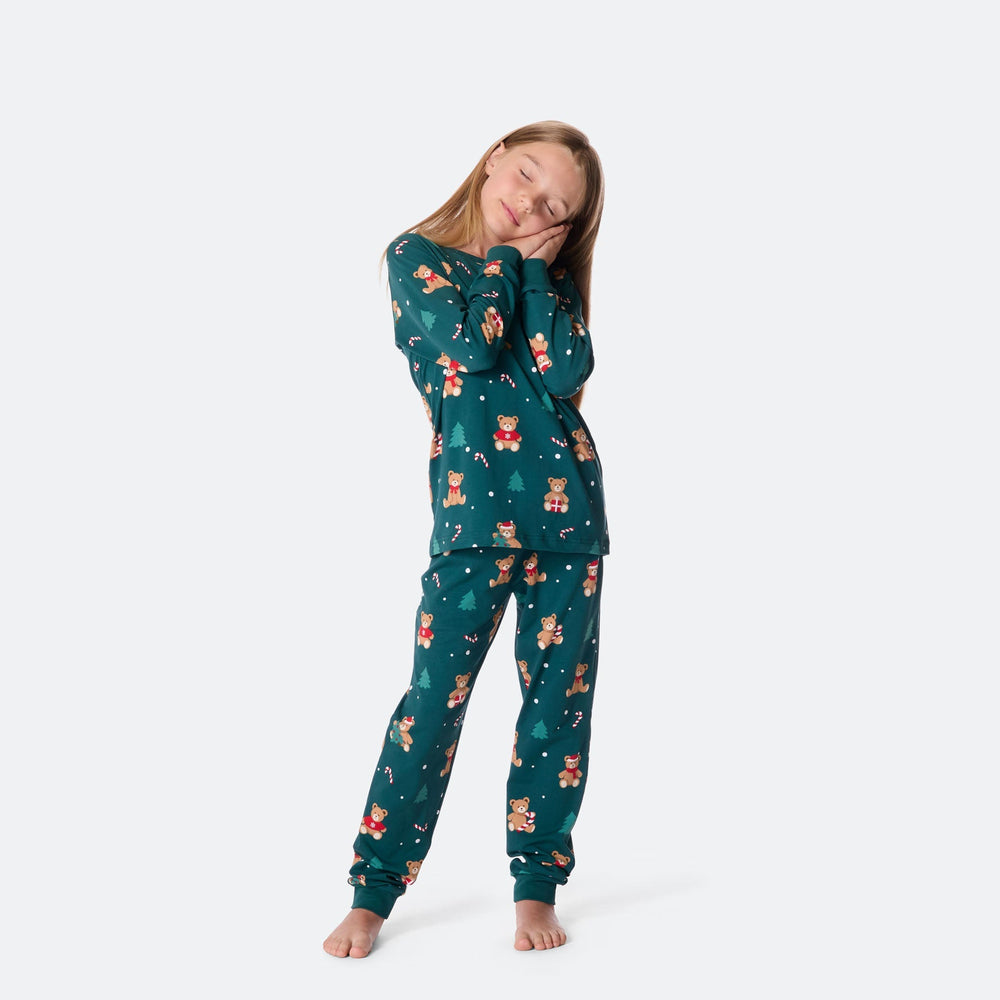 Teddybjörn Grön Julpyjamas Barn