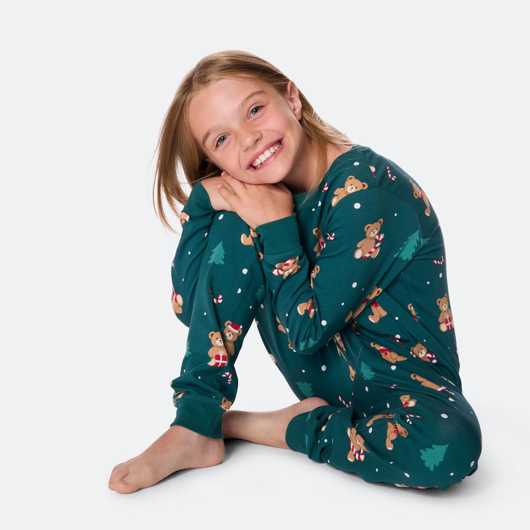 Teddybjörn Grön Julpyjamas Barn