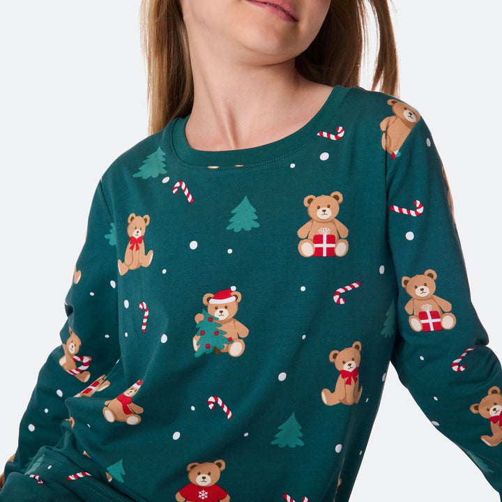 Teddybjörn Grön Julpyjamas Barn
