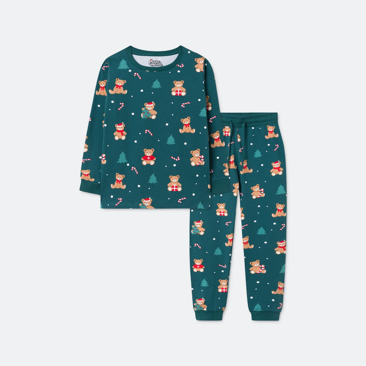Teddybjörn Grön Julpyjamas Barn
