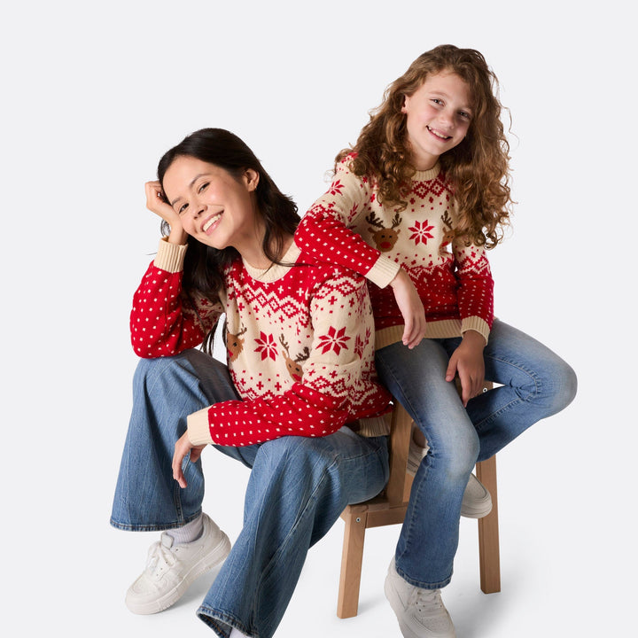 Retro Ren Röd Jultröjor till Hela Familjen