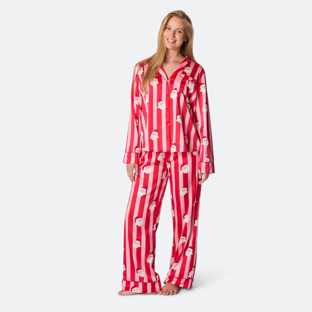 Randig Satin Julpyjamas Dam