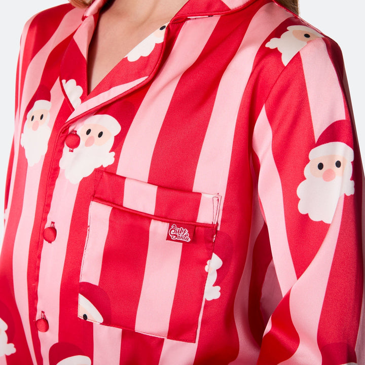 Randig Satin Julpyjamas Dam