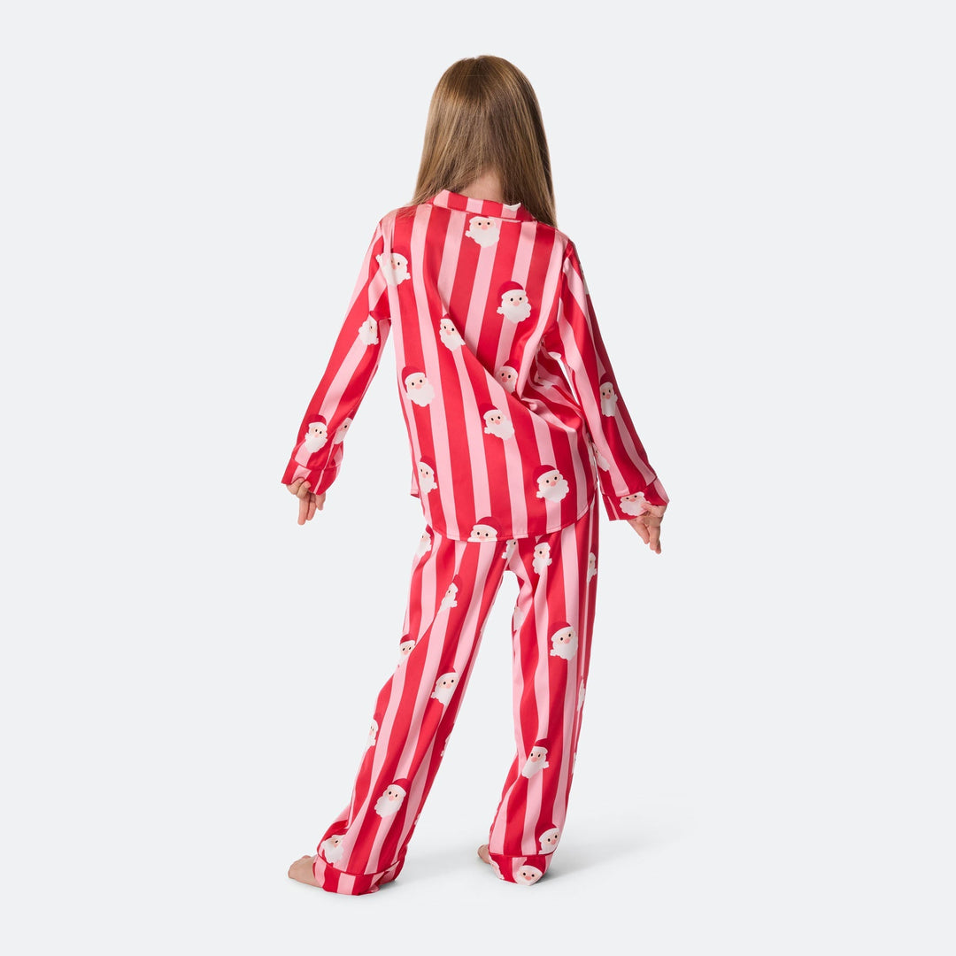 Randig Satin Julpyjamas Barn