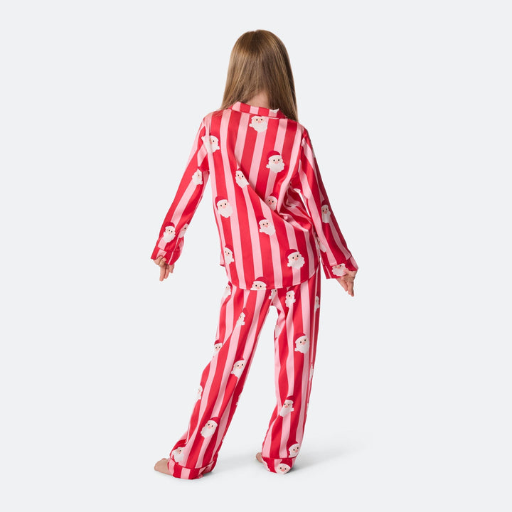 Randig Satin Julpyjamas Barn