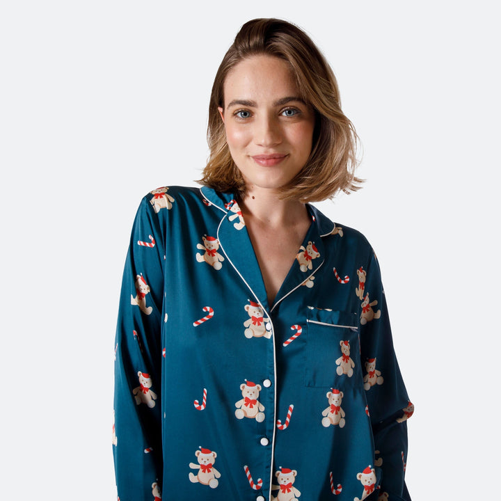 Teddybjörn Satin Julpyjamas Dam