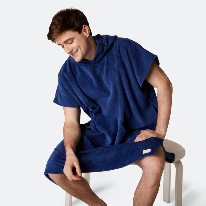 Marinblå Badponcho