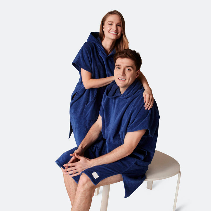 Marinblå Badponcho