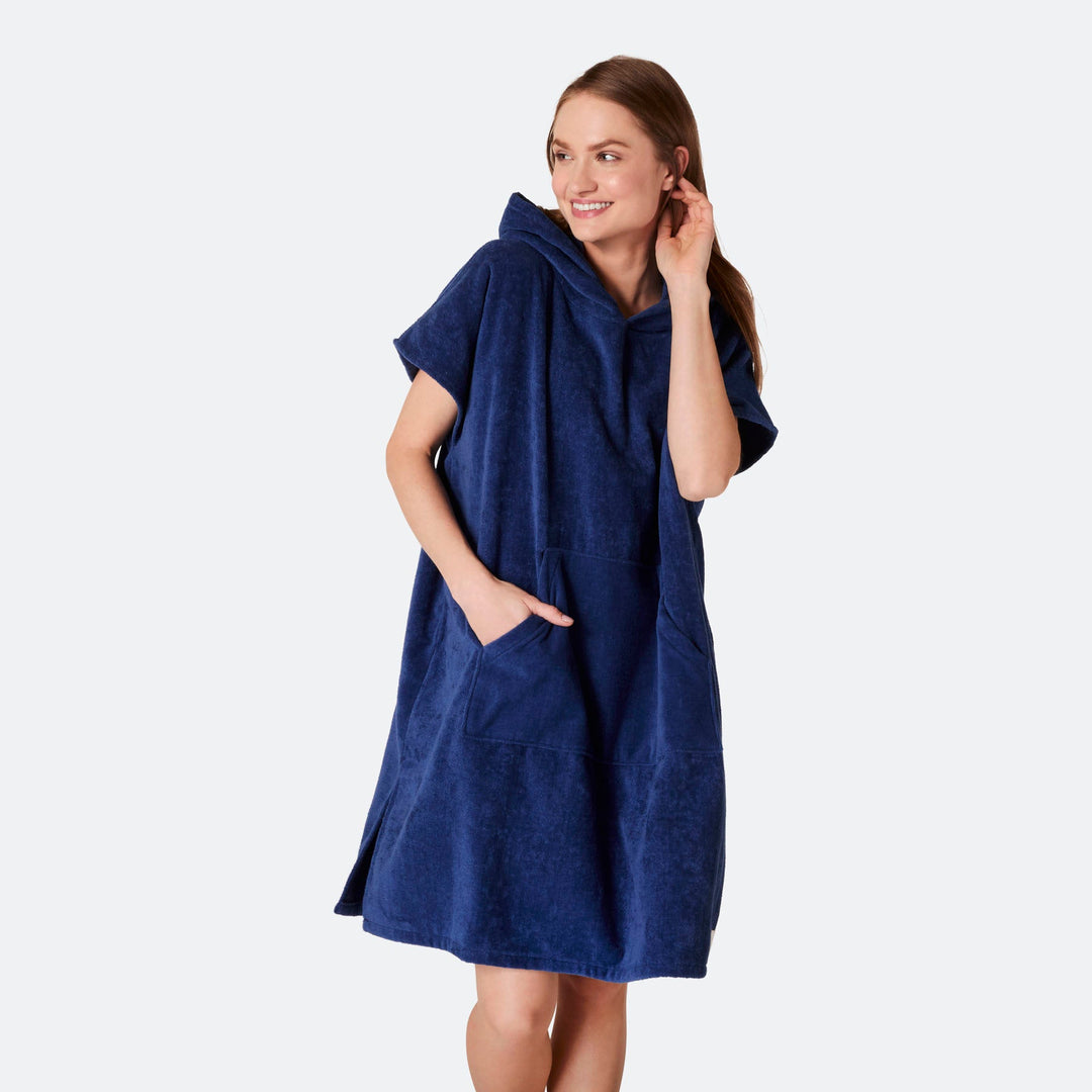 Marinblå Badponcho