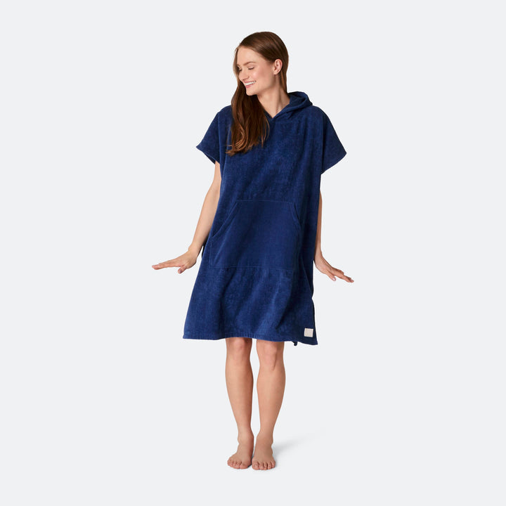 Marinblå Badponcho