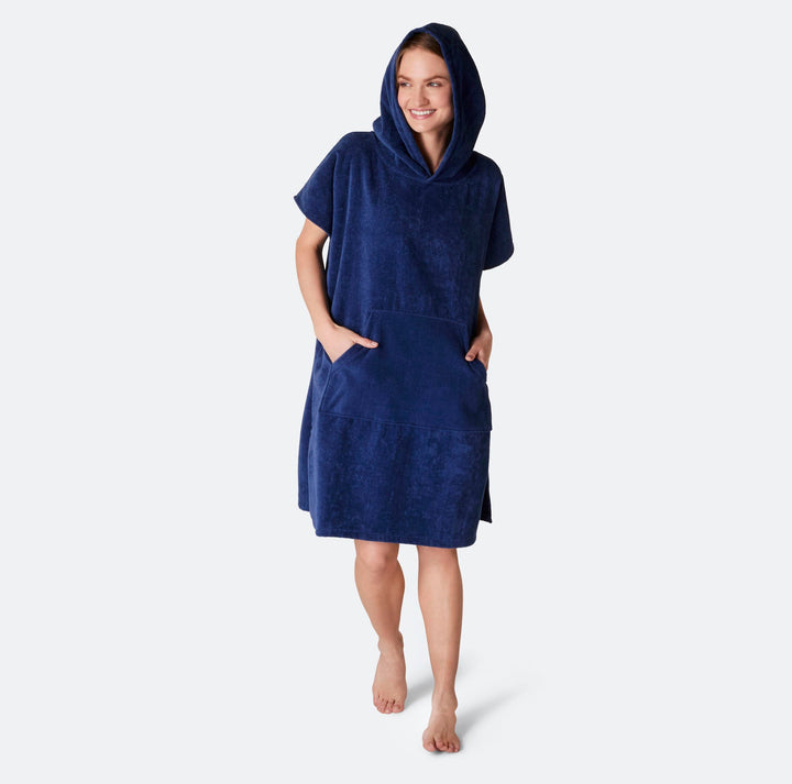 Marinblå Badponcho