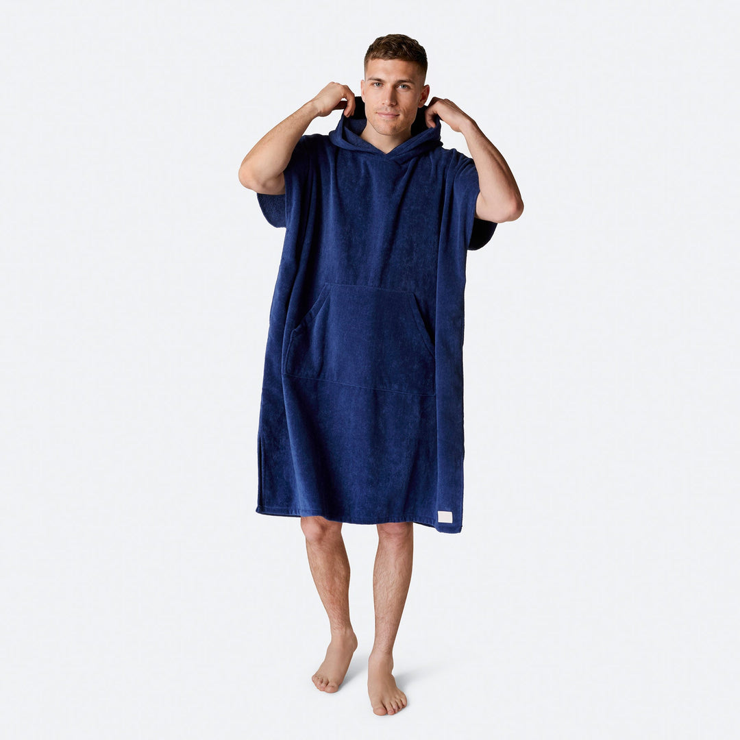 Marinblå Badponcho