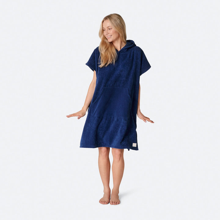 Marinblå Badponcho