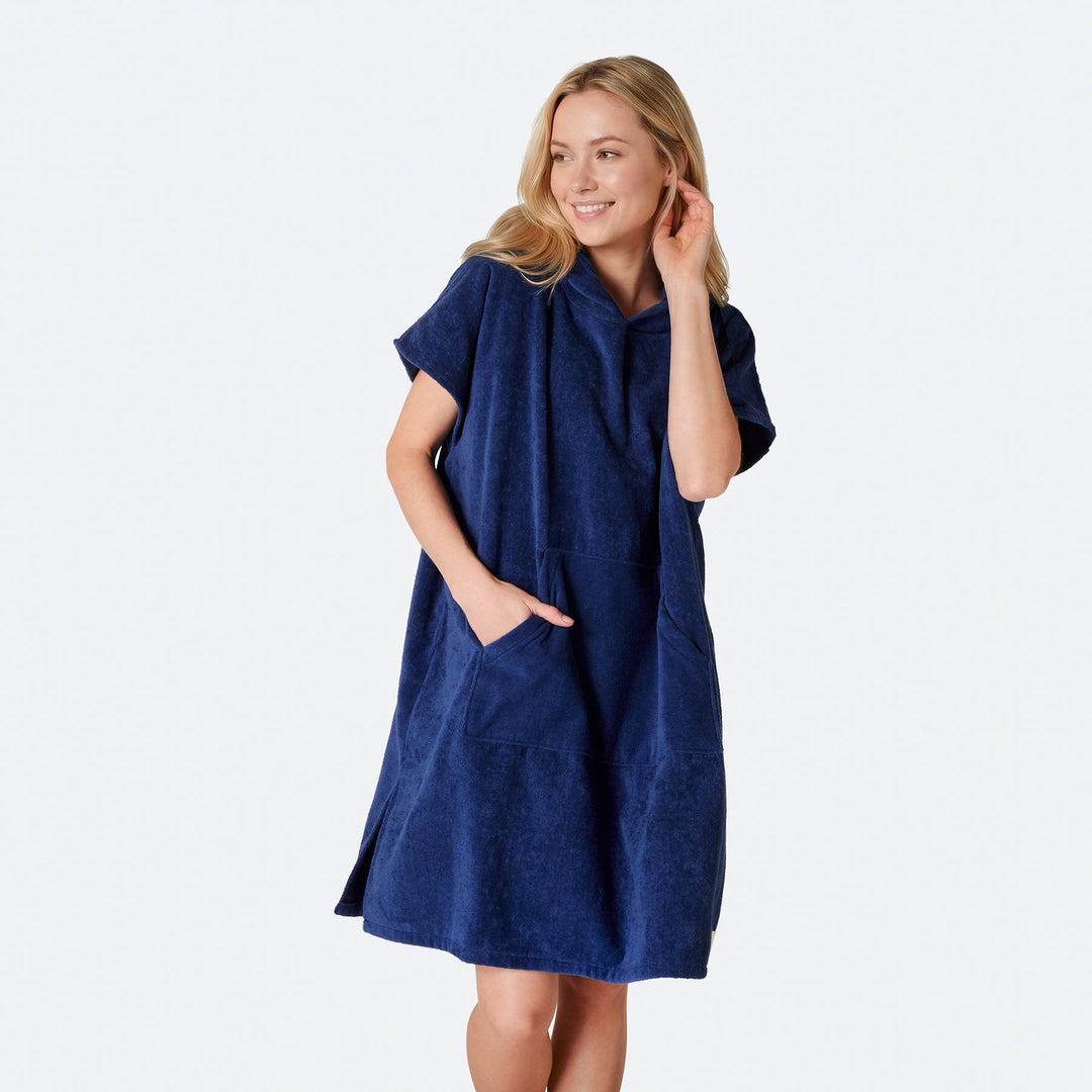 Marinblå Badponcho