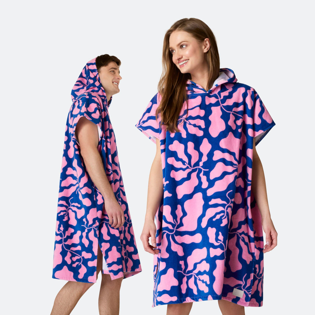 Mönstrad Blå Badponcho