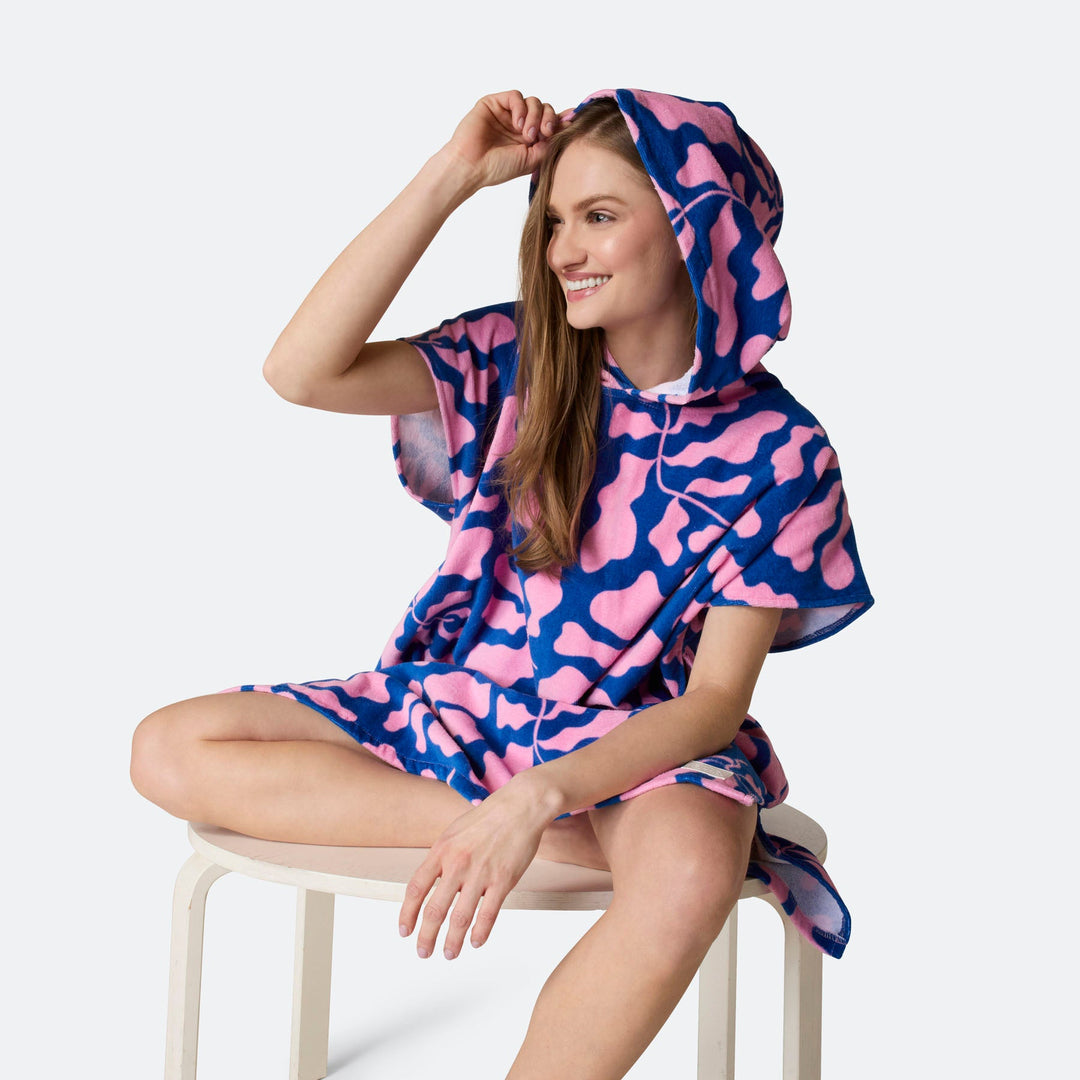 Mönstrad Blå Badponcho