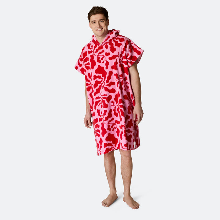 Mönstrad Rosa Badponcho