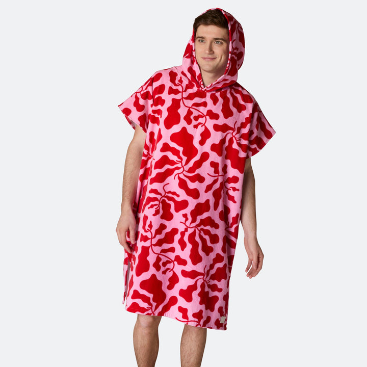 Mönstrad Rosa Badponcho