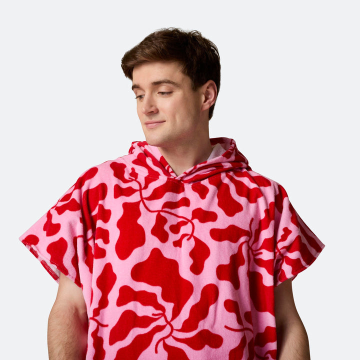 Mönstrad Rosa Badponcho
