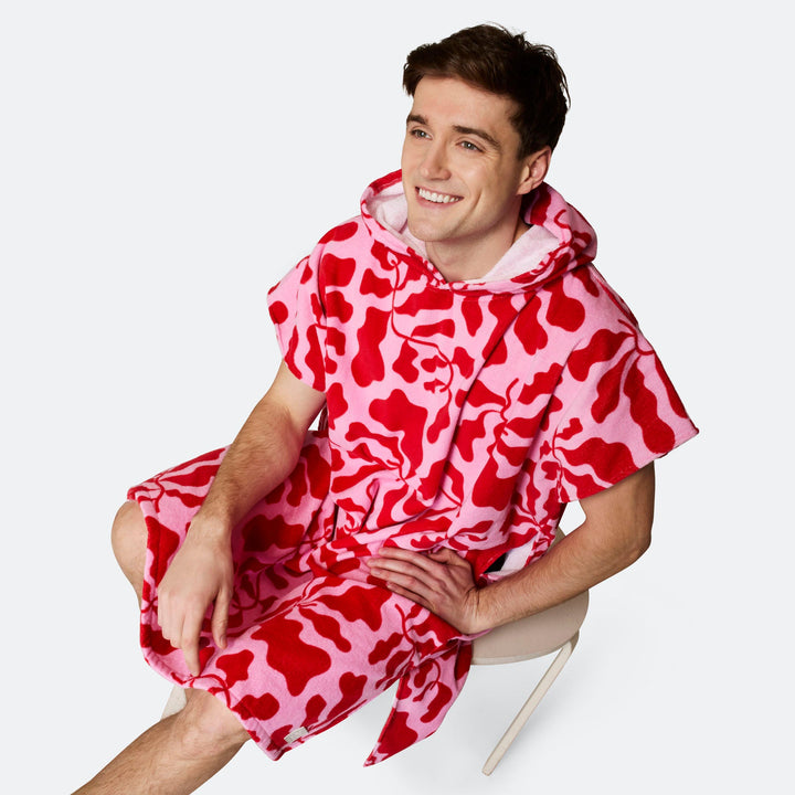 Mönstrad Rosa Badponcho