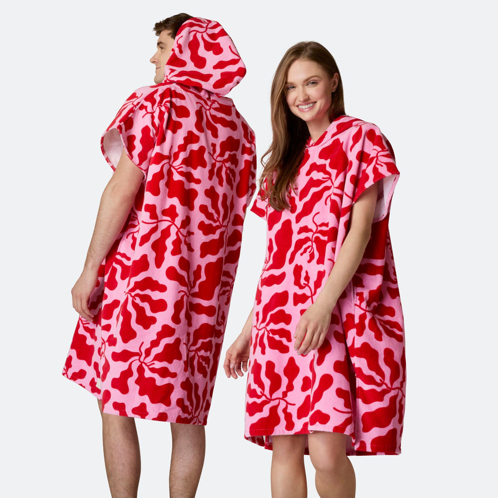 Mönstrad Rosa Badponcho