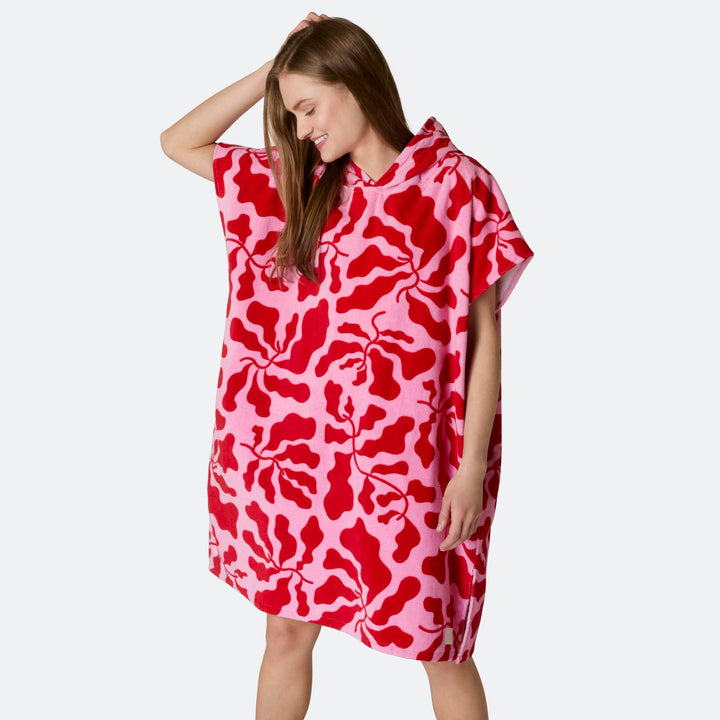 Mönstrad Rosa Badponcho