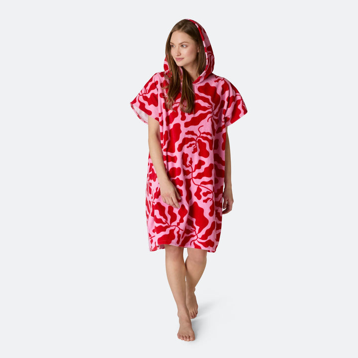Mönstrad Rosa Badponcho
