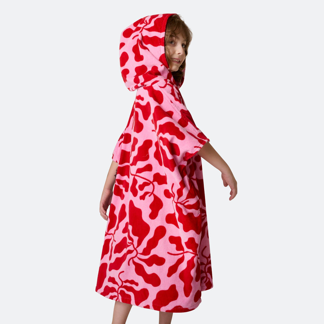 Mönstrad Rosa Badponcho Barn