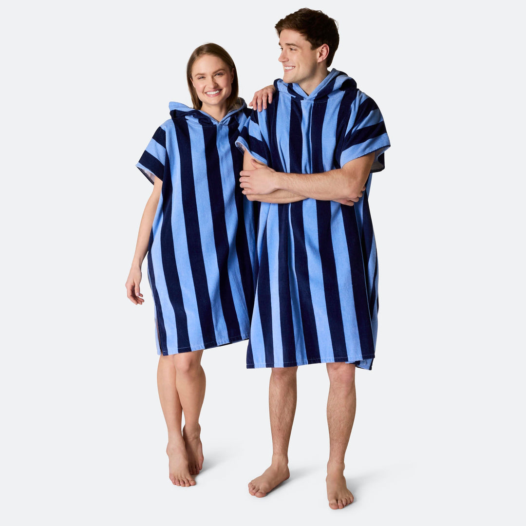 Randig Blå Badponcho