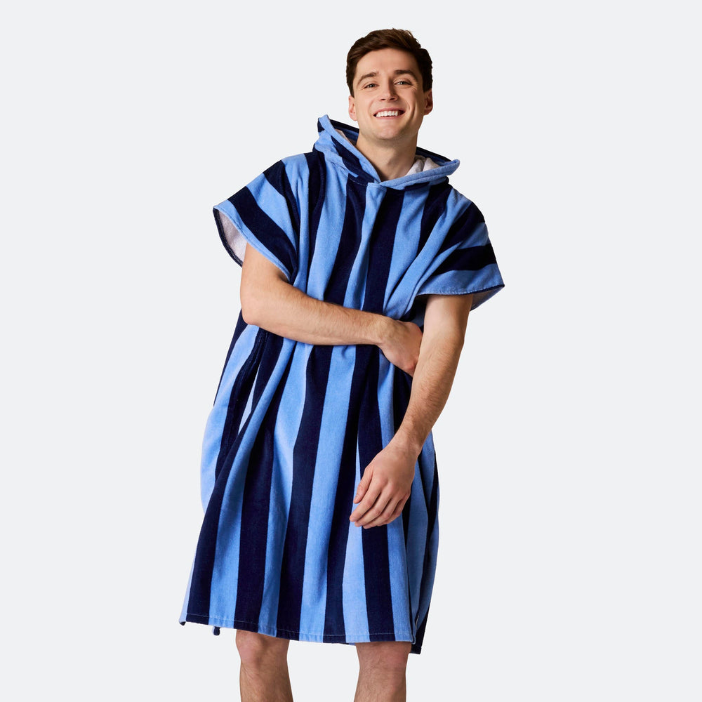 Randig Blå Badponcho