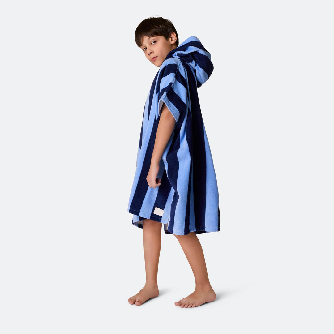 Randig Blå Badponcho Barn