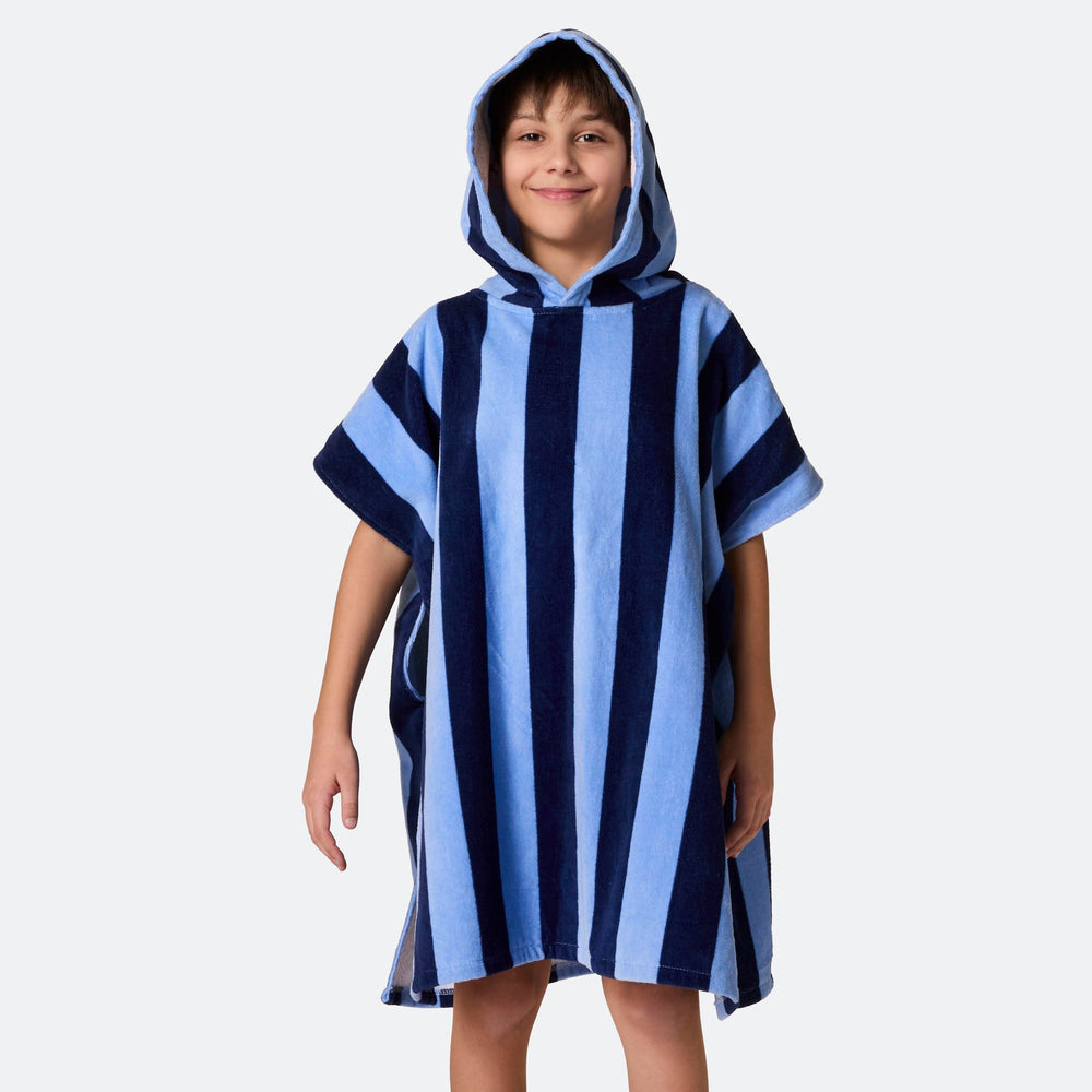 Randig Blå Badponcho Barn